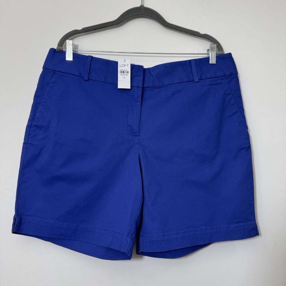 Loft The Rivera Short Women's Size 14 Stretch With Pockets Indigo Blue New